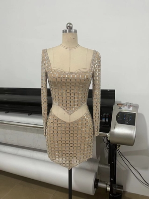 SS2394 Luxury Fashionable Sexy Party Outfit Crystal Women's Top and Mini Skirt 2-Piece Set for Summer
