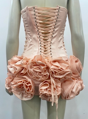 SS2385 Kimshein Women's Fashion Satin Suit Sleeveless Mini Dress Set 3D Flower Two-piece Set Now 240g Fabric Weight