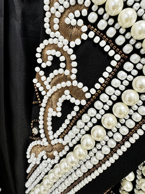 BA2352 Kimshein Women's Fashion Luxurious Beaded Sport Jacket Elegant Crystal Short Jacket Full Sleeve Woven Method