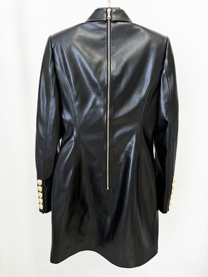 Guangdong BA2322 Autumn Winter Women's Jacket Fashion Solid Color Pu Leather Suit Coat Dress Elegant Clothing without Hood