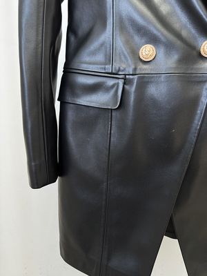 Guangdong BA2322 Autumn Winter Women's Jacket Fashion Solid Color Pu Leather Suit Coat Dress Elegant Clothing without Hood