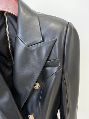 Guangdong BA2322 Autumn Winter Women's Jacket Fashion Solid Color Pu Leather Suit Coat Dress Elegant Clothing without Hood