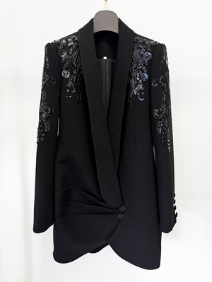 BA2346 Fashionable Women's Formal Sports Jacket and Diamond-Decorated Elegant Sports Mini Dress for Luxurious Athleisure