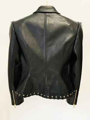 Kimshein BA2319 Fashionable Women's Office Jacket Slim Fit V-Neck Black Winter Pu Sports Jacket with Unique Design