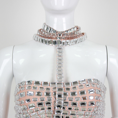 TS2249 Kimshein Luxurious Crystal Rhinestone Camisole for Women's Elegant and Sexy Tight-fitting Top in Glamorous Colors