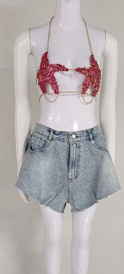 TS2218 Luxury Crystal Top Sexy and Trendy Summer Diamond Top for Women 2023 Fashionable Clothing