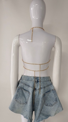TS2218 Luxury Crystal Top Sexy and Trendy Summer Diamond Top for Women 2023 Fashionable Clothing