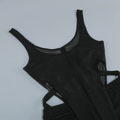 JB2277 Women's Jumpsuit Nightclub Mesh Sleeveless Sportswear Designed with Regular Sleeves Support and Non-woven Fabric
