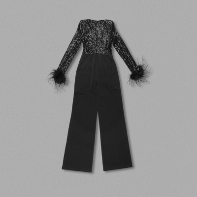 7-Day Fast Sampling JB2249 Kimshein Fashion Women's Party Evening Dress V-Neck Feather Sequin Jumpsuit
