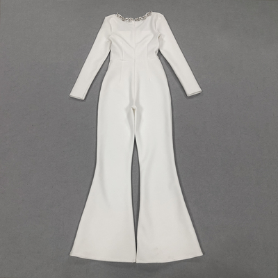 JB2250 Women's Water Drill Jumpsuit Tight Square Neck Flared Pants 250g Fabric Supports Needle Inspection Technology