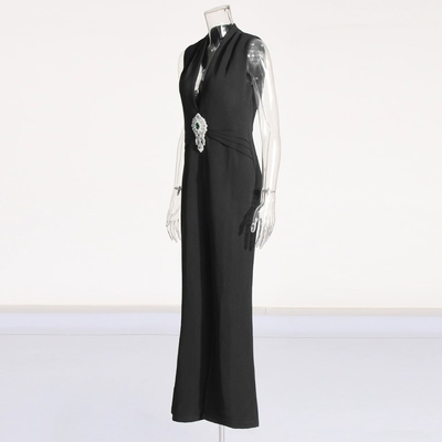 Sleeveless and Needle-Supported Make a Fashion Statement at Parties with Our Eco-Friendly Crystal Jumpsuit