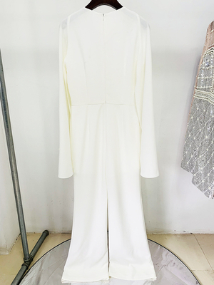 JB2258 Elegant Formal Jumpsuit with Long Sleeves and Luxurious Water Diamond Embellishment Perfect for Everyday Routines