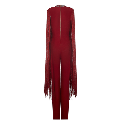 None Craft Summer Women's Red 3D Sexy Jumpsuit for Fitness Club Maxi Fringe Bodysuit for Parties Tight Bodysuit