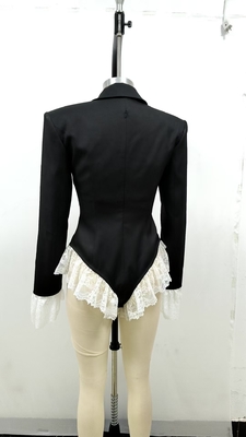 JB2278 Spring and Summer Sexy Black Long Sleeve V-Neck Women's Short Tight Dress for Nightclub Made by Cotton/Polyester