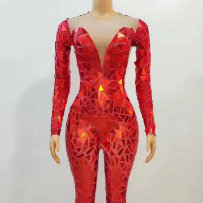 Be the Center of Attention AD1614 Women's One-Piece Athletic Crystal Rhinestone Bodysuit for Clubwear