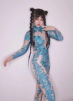 AD1636 Women's Luxury Fashion Clothing Sexy Clubwear Jumpsuit Handmade Crystal Dress with Long Pants Fast Shipping