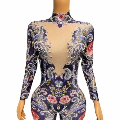 AD1659 Women's Mesh Dress Luxurious Nightgown with Sailor Collar and Fashion-Forward Rhinestone Embellishments