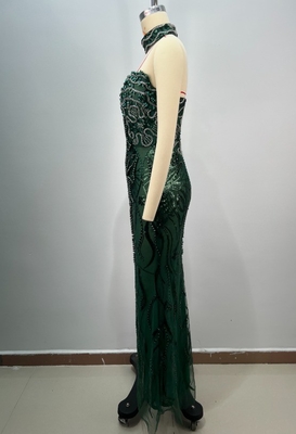 ED2763 Luxury Evening Dress for Women Elegant Crystal Pearl Sequin Maxi Dress Washable Needlework Craft Elegant Design