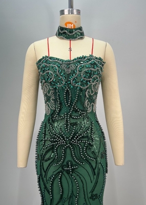 ED2763 Luxury Evening Dress for Women Elegant Crystal Pearl Sequin Maxi Dress Washable Needlework Craft Elegant Design