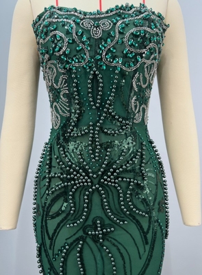 ED2763 Luxury Evening Dress for Women Elegant Crystal Pearl Sequin Maxi Dress Washable Needlework Craft Elegant Design