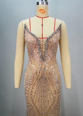 Polyester/Cotton Material Sleeveless Dance Dress with Water Diamond Embellishment