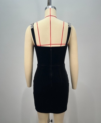 ED2766 Kimshein Luxury Collection Elegant Black Evening Dress with Shimmering Velvet and Crystals
