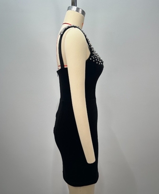 ED2766 Kimshein Luxury Collection Elegant Black Evening Dress with Shimmering Velvet and Crystals