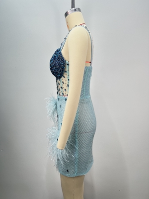 ED2765 Guangdong Customizable Logo Position Elegant and Sophisticated Woven Evening Gown with Beautiful Crystal Diamond Embellishments