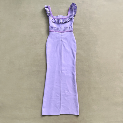 SB3448 Luxurious Women's Sleeveless Beaded Elegant Purple Evening Dress Bandage Bodycon Dress for Women's Dinner Party