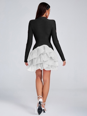 Elegant and Tight-fitting LS2648 Deep V-neck Mini Bandage Dress with Crystal Embellishment Customizable Logo Position