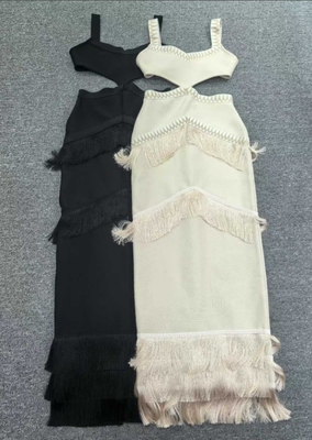 SB3436 Kimshein Women's Sleeveless Fringe Bandage Bodycon Dress for Club Party 7-Day Fast Sampling Sexy Kimshein Fringe
