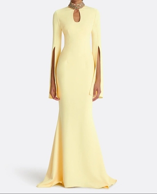 LS2655 Kimshein High Neck Hollow Out Maxi Dress with Long Sleeves and Crystal Elegant Women's Party Dress from Guangdong