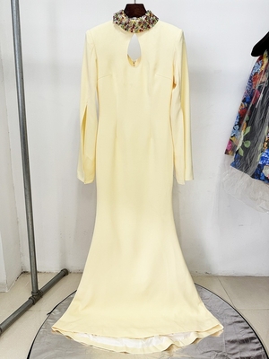 LS2655 Kimshein High Neck Hollow Out Maxi Dress with Long Sleeves and Crystal Elegant Women's Party Dress from Guangdong