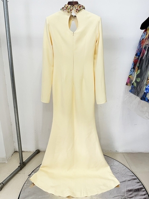 LS2655 Kimshein High Neck Hollow Out Maxi Dress with Long Sleeves and Crystal Elegant Women's Party Dress from Guangdong