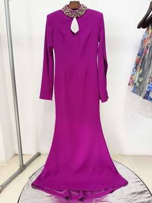 LS2655 Kimshein High Neck Hollow Out Maxi Dress with Long Sleeves and Crystal Elegant Women's Party Dress from Guangdong