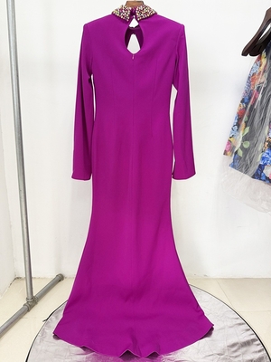 LS2655 Kimshein High Neck Hollow Out Maxi Dress with Long Sleeves and Crystal Elegant Women's Party Dress from Guangdong