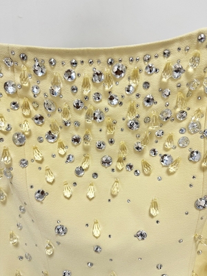 LS2656 Women's Casual Dress Solid Square Neck Long Sleeve Crystal Party Luxurious Dress Elegant for Ladies Custom Logo