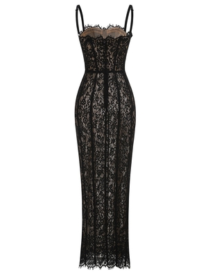 Kimshein Women's Elegant Lace Sleeveless Long Sexy Tight Night Party Dress Make a Statement with Your Style and Elegance