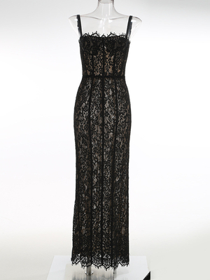 Kimshein Women's Elegant Lace Sleeveless Long Sexy Tight Night Party Dress Make a Statement with Your Style and Elegance
