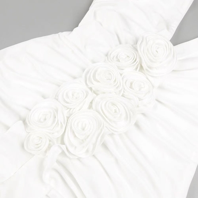kimshein LS2654 3D Flower White Long Sleeve V-Neck Luxury Dress Elegant Women's Gown for a Glamorous and Luxurious Look