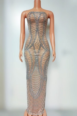 AD2468 None Craft Beaded Crystal Bodycon Off-Shoulder Party Dress with Handcrafted Detail and Regular Sleeves