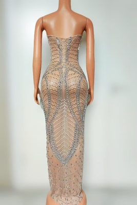 AD2468 None Craft Beaded Crystal Bodycon Off-Shoulder Party Dress with Handcrafted Detail and Regular Sleeves