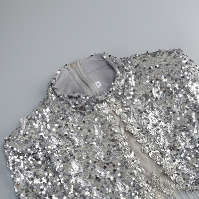 Shine Bright in SR2395 Women's 2-Piece Long Suit Set for Spring/Summer Featuring Glittering Sequins and Flowing Fringe