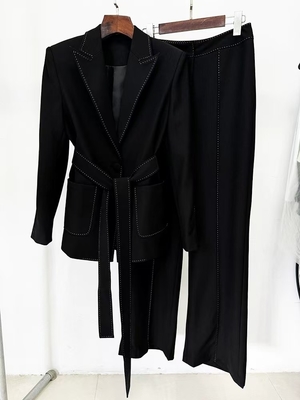 Spring/Autumn Office Lady Outfit SR2396 Kimshein Women's Formal Suit Set with Full Sleeve V-Neck Top and Pants