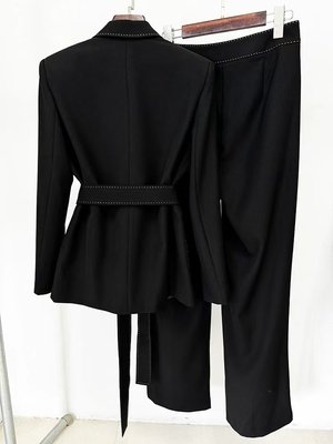 Spring/Autumn Office Lady Outfit SR2396 Kimshein Women's Formal Suit Set with Full Sleeve V-Neck Top and Pants