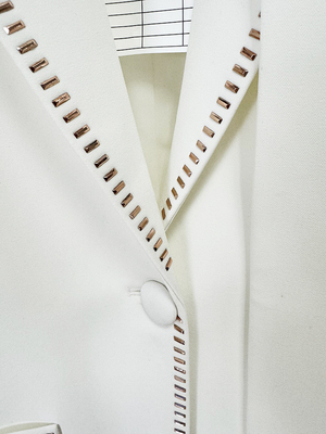 SR2364 Women's Sport Jacket with Buttons and Scarf Two-piece Set Deep V-neck Diamond Embellishment Diamond Decoration