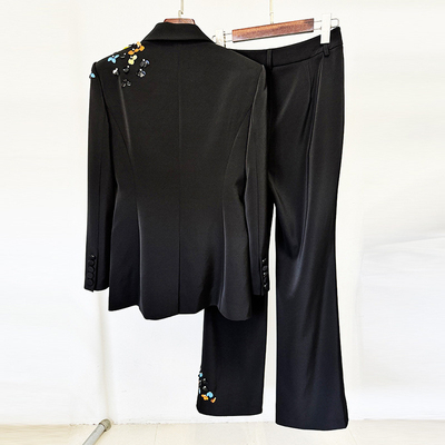 BLAZER Type SR2378 Kimshein Elegant Sequin Suit Set Polyester-Cotton Fabric for Women's Clothing