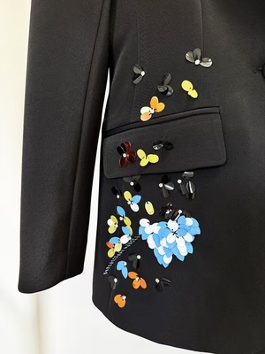 BLAZER Type SR2378 Kimshein Elegant Sequin Suit Set Polyester-Cotton Fabric for Women's Clothing