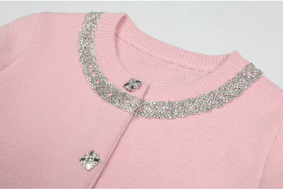 Water Diamond Embellished Spring Suit KD2288 Top Length Regular Sleeve Elegant Two-Piece Set for Women's Everyday Wear