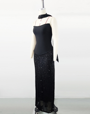 SS2381 Kimshein Fashion Women's Scarf Dress Strapless Set with Sequin Party Bandage Two-Piece Made of Spandex/Polyester